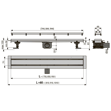 Душевой лоток AlcaPlast APZ13-DOUBLE9-950