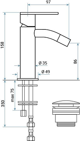 Смеситель Emmevi Filobrass 85004/CR  для биде, хром