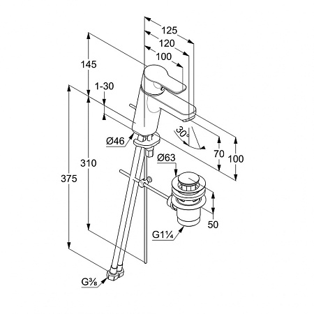 Смеситель Kludi Pure&Easy 373820565 для раковины, хром