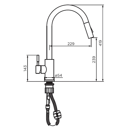 Смеситель Dorff Logic D3007522 для кухонной мойки черный