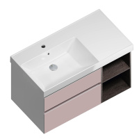 Тумба с раковиной Kerama Marazzi Cubo CUB.90Lh\MAL 90 левая, с открытой полкой, мальва матовый