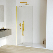 Душевая перегородка RGW Walk In WA-102GB 90x195 прозрачное/золото брашированное