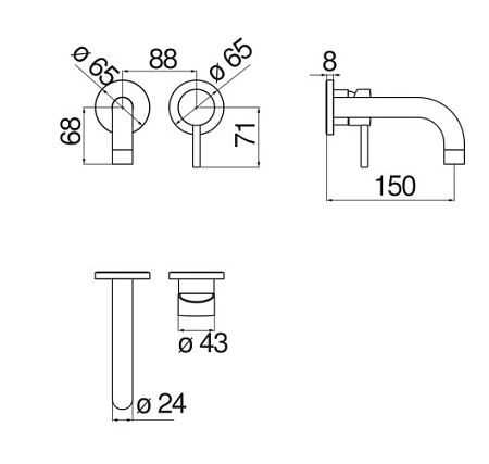 Смеситель Nobili Live LV00199IX для раковины, нержавеющая сталь