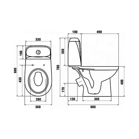 Унитаз-компакт Jika Vega 8245140002429 косой выпуск, подвод воды нижний