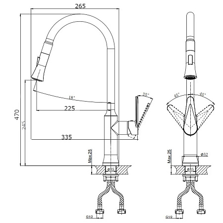 Смеситель для кухонной мойки RUSH Denis DN0335-23 хром