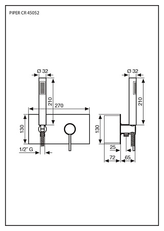 Смеситель Emmevi Piper 45052/CR для душа, хром