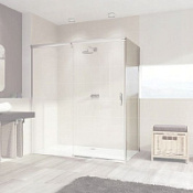 Душевая перегородка Huppe Aura 401607.092.321 90 с неподвижным сегментом, прозрачное стекло, х