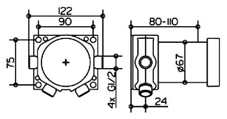 Cкрытая монтажная часть Keuco Ixmo 59551000070 для смесителя