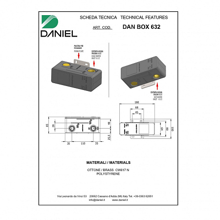 Cкрытая монтажная часть Daniel DANBOX632 для смесителя для раковины