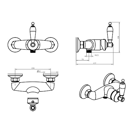 Смеситель Boheme Vogue 204-PR  для душа, бронза/Provance