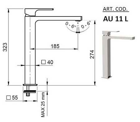 Смеситель Remer Absolute AU11L для раковины, хром