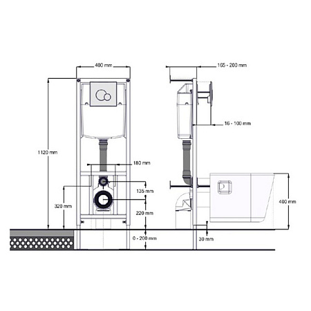 Комплект унитаз подвесной Santek Heo Rimless 1WH501572 4 в 1 + инсталляция + кнопка смыва