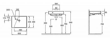 Раковина Jacob Delafon Rythmik EXQ112-Z-00 60 см