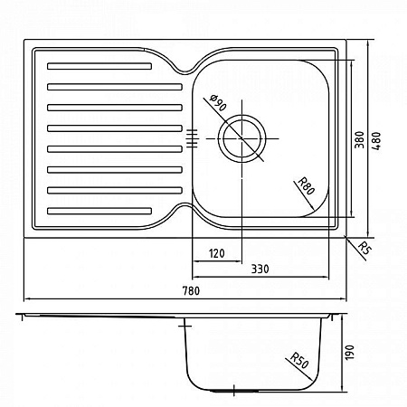 Мойка кухонная IDDIS Strit S STR78SDi77 78х48 хром
