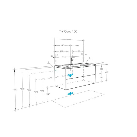 Тумба с раковиной Aquaton Сохо 1A258201AJ010 100 белый