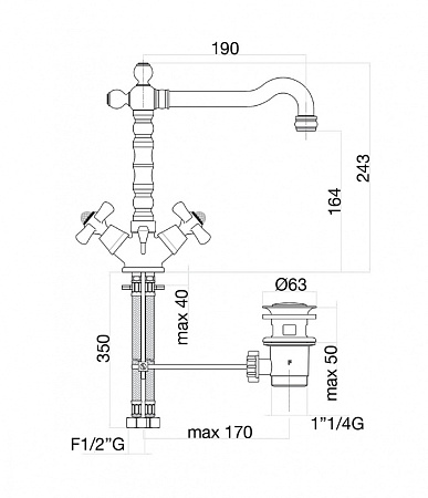 Смеситель Fiore Margot Sky (SWAROVSKI®) 01ZZ0625 для раковины, бронза