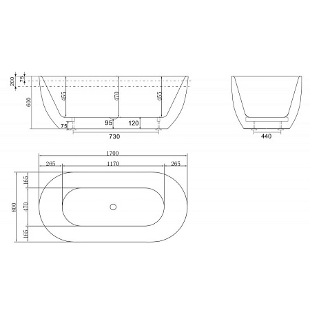 Акриловая ванна BelBagno BB70-1700-800 170x80 белый