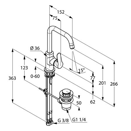Смеситель Kludi Objekta 320230575  для раковины, хром