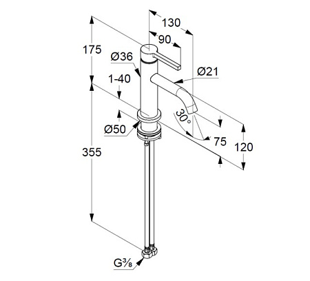 Смеситель Kludi Nova Fonte 200283915 для раковины, черный матовый