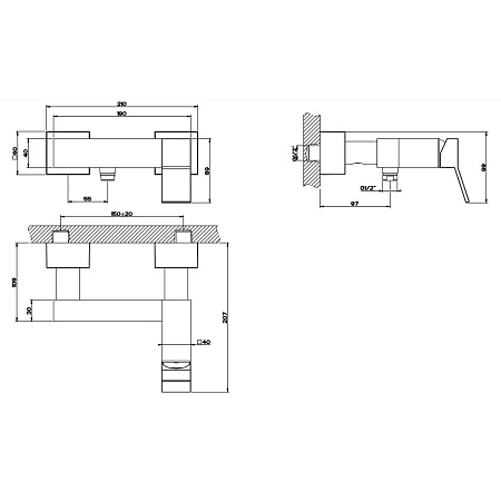 Смеситель Gessi Rettangolo K 53031.299 для душа, черный