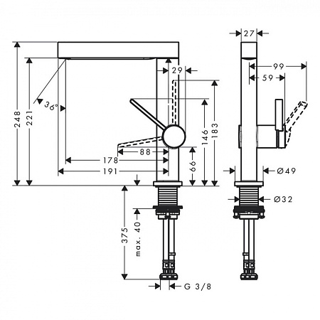 Смеситель Hansgrohe Finoris 76060000 для раковины, хром