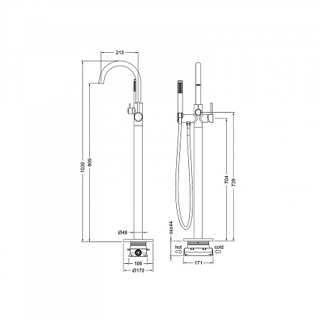 Смеситель Timo Saona 2310/00Y-CR напольный, хром