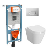 Комплект подвесного унитаза VitrA Integra 9004B003-7202 с инсталляцией и кнопкой, сиденье микролиф