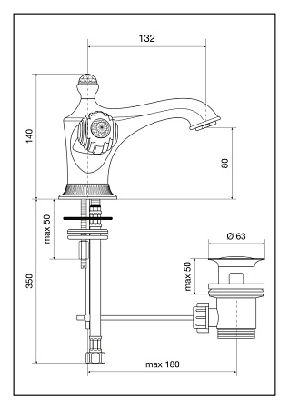 Смеситель Emmevi The One 98003SWOR для раковины, золото
