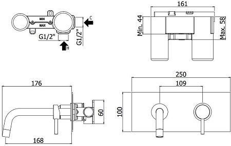 Смеситель Paffoni Light LIG101HG/M для раковины, золото