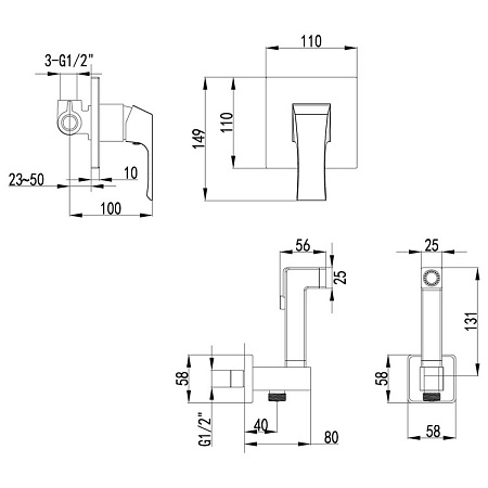 Гигиенический душ со смесителем Lemark Unit LM4519C хром