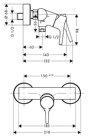 Смеситель Hansgrohe Talis S 72601000 для душа, хром