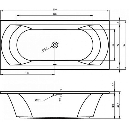 Ванна акриловая Riho Lima B054001005 200x90