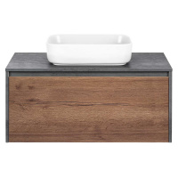 Тумба с раковиной Vincea Mesa VMC-2MS100TB 100 подвесная, 1 выкатной/1 скрытый ящик, T.Oak + Beton