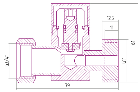 Вентиль Сунержа 00-1301-0134 прямой, под шестигранник, хром
