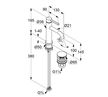 Смеситель Kludi Nova Fonte 202880515 для раковины, хром