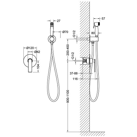 Гигиенический душ со смесителем Timo Anni 2789/03SM черный