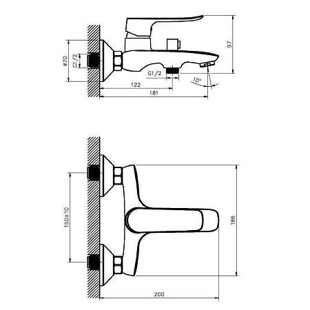Смеситель Agger Nice A2510000 для ванны с душем