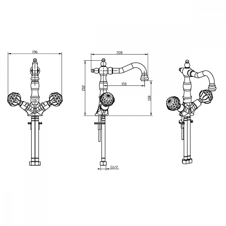 Смеситель Boheme Brillante Presente 352 для раковины, хром