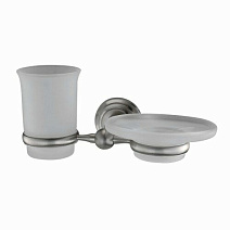 Стакан WasserKRAFT Ammer K-7026 с мыльницей, матовый хром