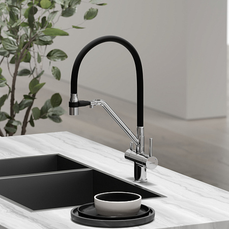 Смеситель для кухонной мойки Sancos Dora SC4003CH хром/черный