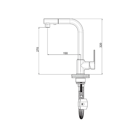 Смеситель GPD Pedra MES160 для кухонной мойки, хром