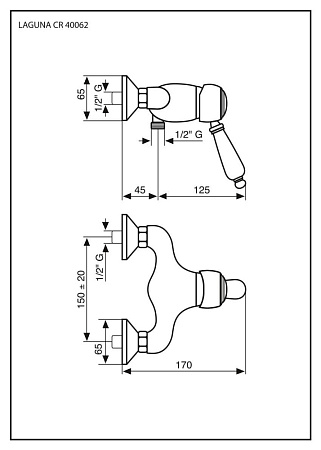 Смеситель Emmevi Laguna 40062CR для душа, хром
