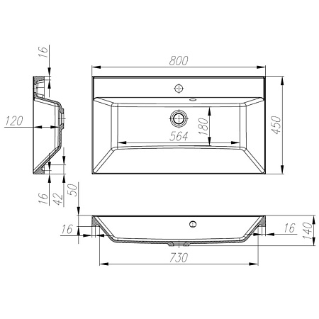 Раковина BelBagno BB800/450-LV-ART-AST-NERO 80 черный