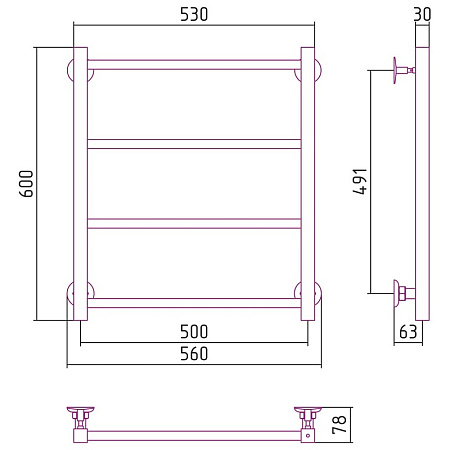 Полотенцесушитель водяной Стилье Версия-КН 60х50 хром
