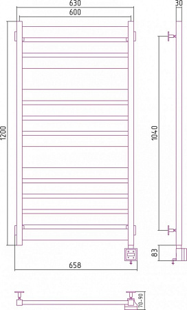 Полотенцесушитель электрический Сунержа Центурион 12-0541-1260 120х60 R белый