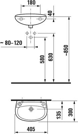 Раковина Jika Lyra 8152710001059 40x30x14 L белый