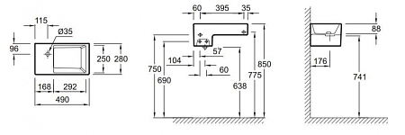Раковина Jacob Delafon Terrace EGA012-00 49х28
