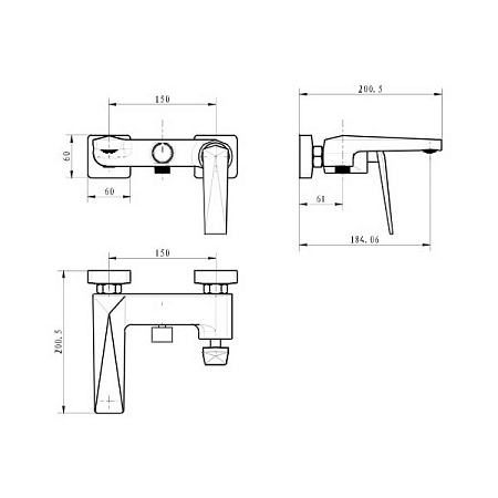 Смеситель Boheme Venturo 373 для ванны с душевым гарнитуром, хром