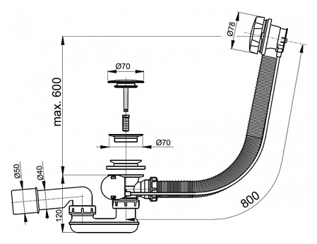 Слив-перелив AlcaPlast A55КM/замена на AG210125260