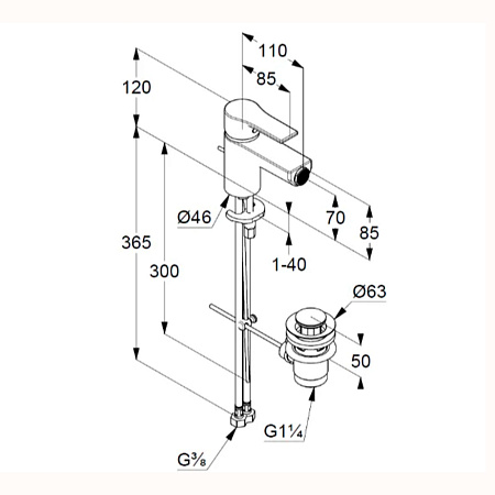 Смеситель для биде Kludi Zenta SL 485303965 черный матовый
